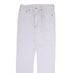 LEVI'S 501 Womens Jeans White Regular Straight Denim W30 L28 Frayed Hem Button