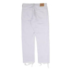 LEVI'S 501 Womens Jeans White Regular Straight Denim W30 L28 Frayed Hem Button
