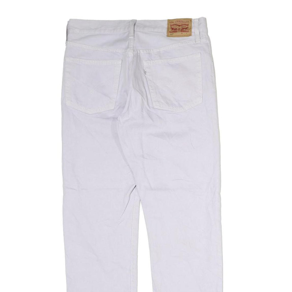 LEVI'S 501 Womens Jeans White Regular Straight Denim W30 L28 Frayed Hem Button