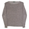 FRED PERRY Womens Jumper Brown Open Knit M
