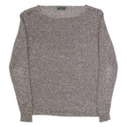 FRED PERRY Womens Jumper Brown Open Knit M