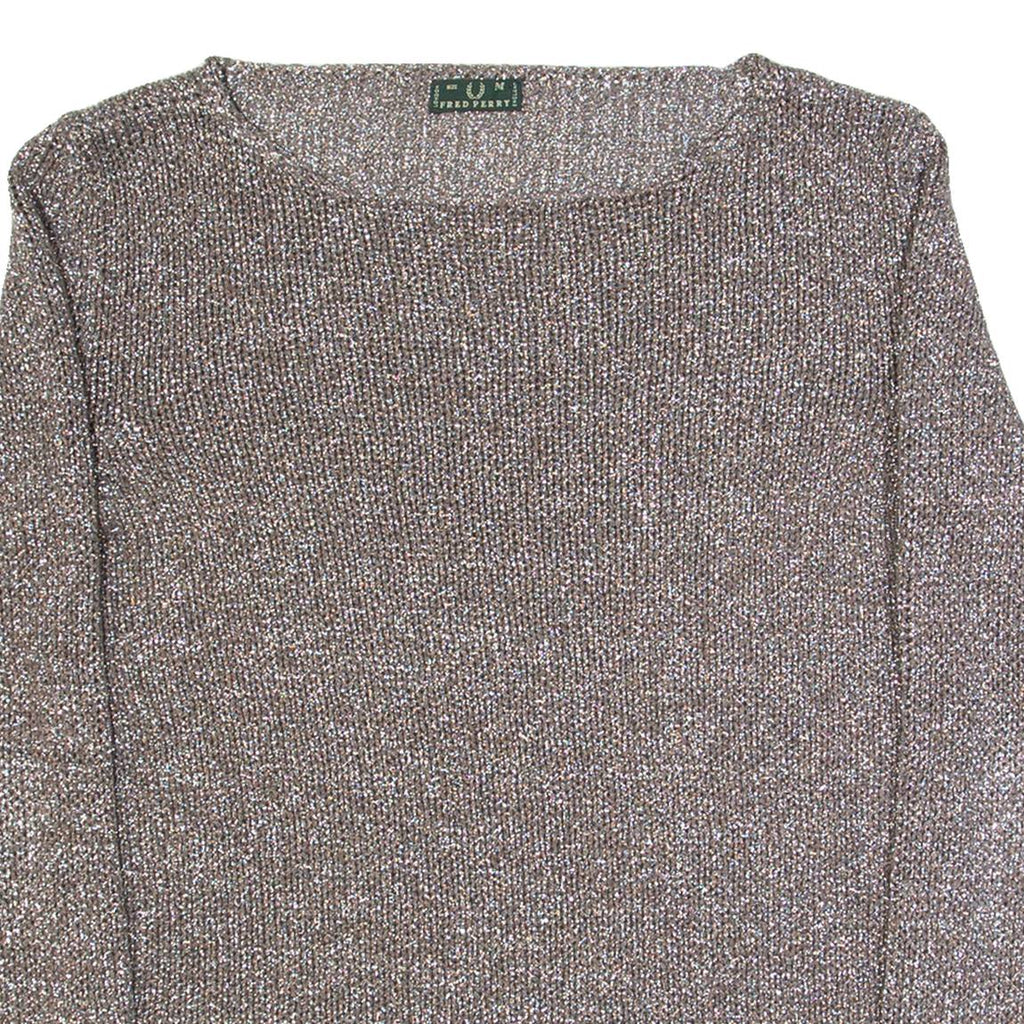 FRED PERRY Womens Jumper Brown Open Knit M