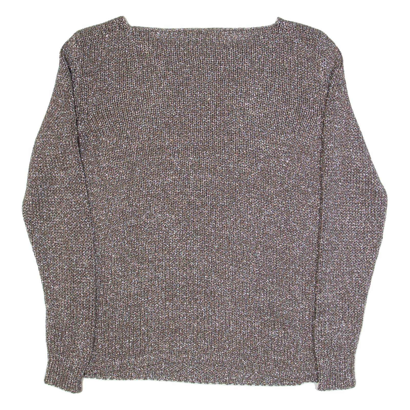 FRED PERRY Womens Jumper Brown Open Knit M