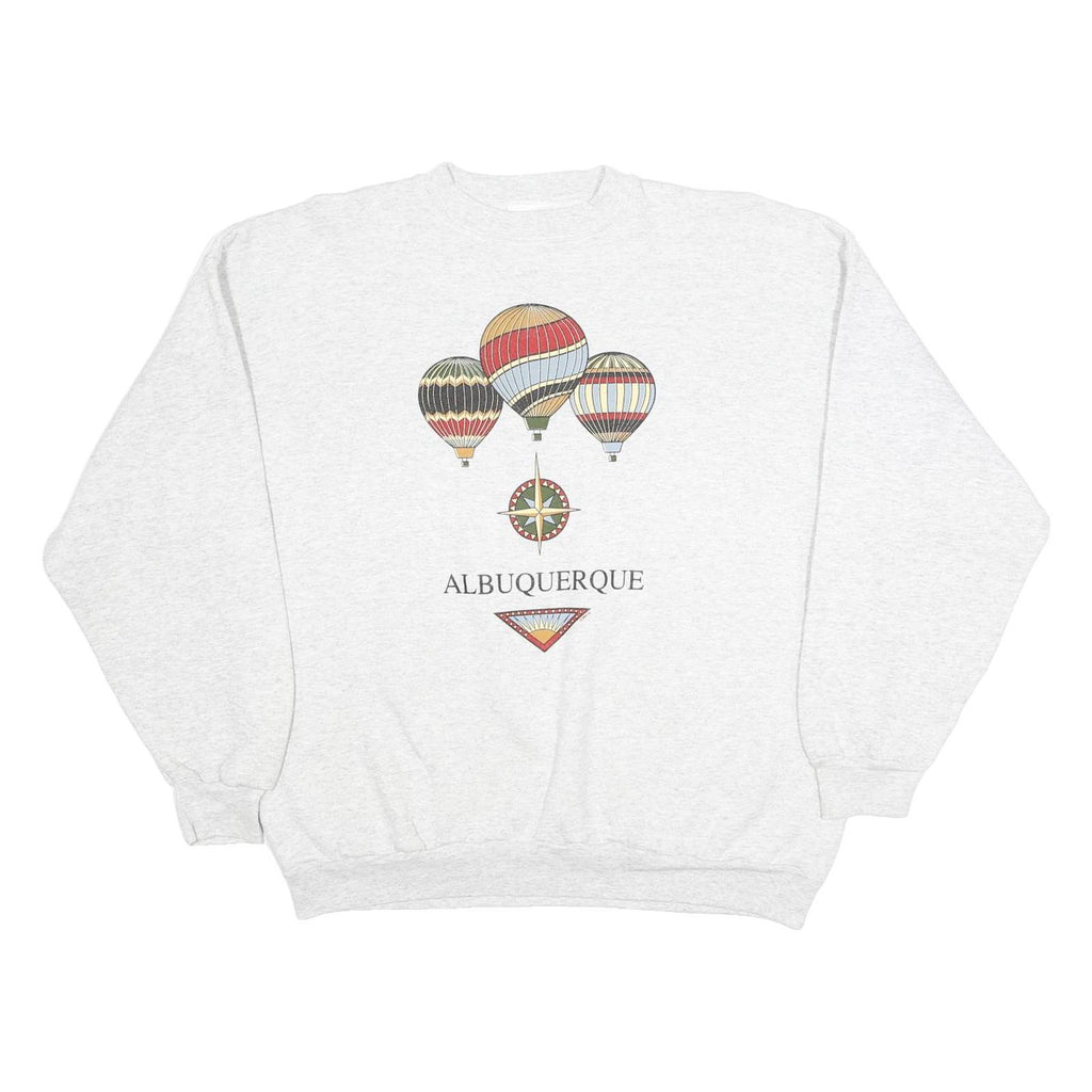 TULTEX Womens Grey Hot Air Balloons Crew Neck XL Cotton Blend Sweatshirt