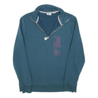 FILA Womens Blue 1/4 Zip M Sweatshirt Cotton Blend Casual Pullover