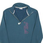 FILA Womens Blue 1/4 Zip M Sweatshirt Cotton Blend Casual Pullover