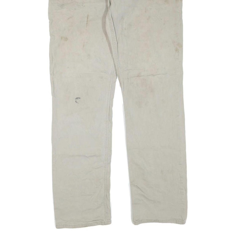 CARHARTT Mens Cotton Blend Beige Regular Fit Trousers W38 L33 Workwear Zip