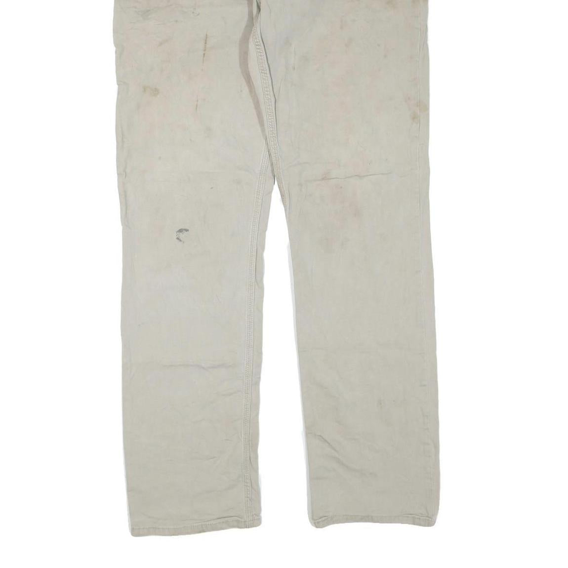 CARHARTT Mens Cotton Blend Beige Regular Fit Trousers W38 L33 Workwear Zip