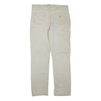 CARHARTT Mens Cotton Blend Beige Regular Fit Trousers W38 L33 Workwear Zip
