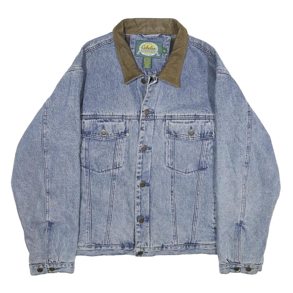 CABELA'S Mens Blue Cotton Button Denim Jacket L Outdoor Casual Classic