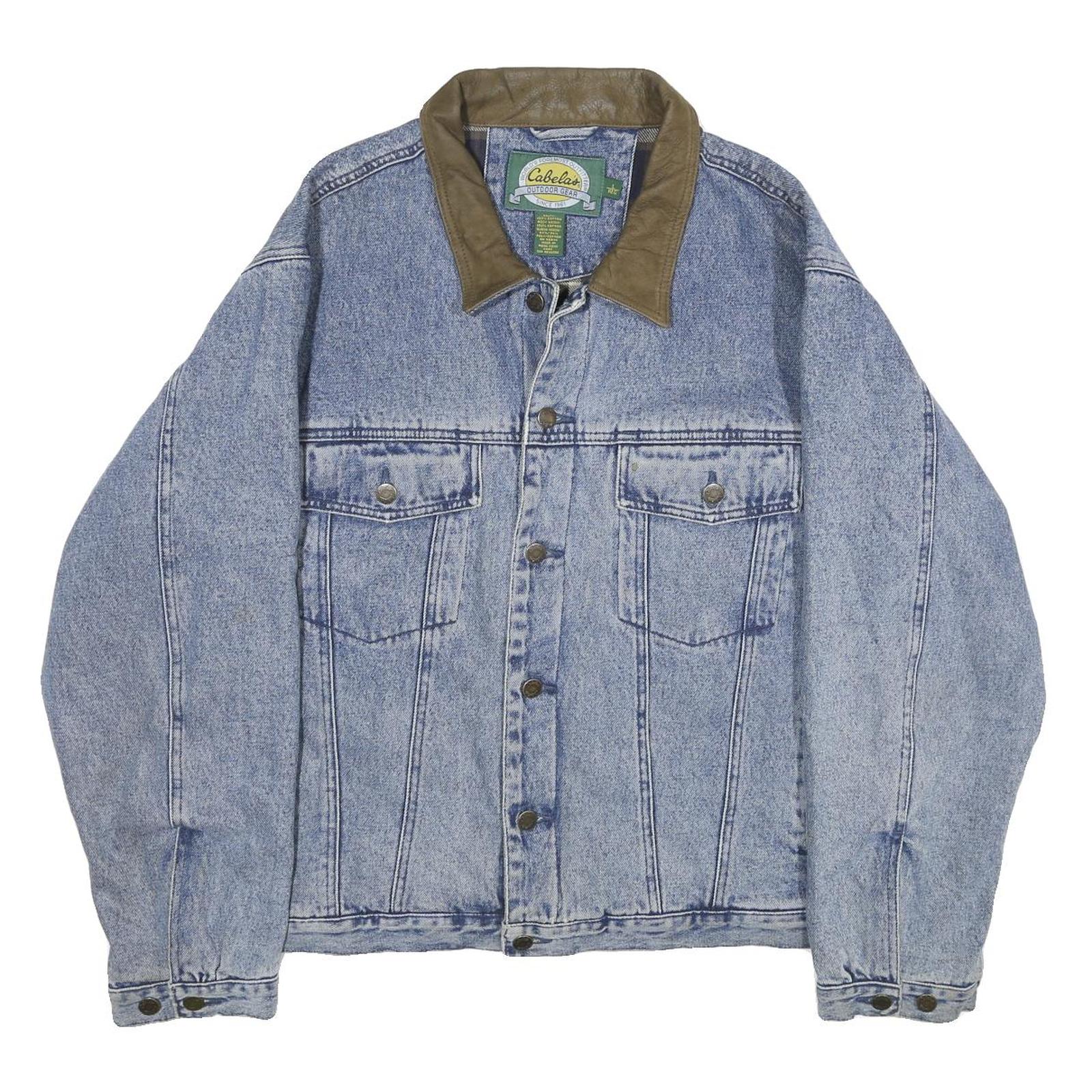 CABELA'S Mens Blue Cotton Button Denim Jacket L Outdoor Casual Classic