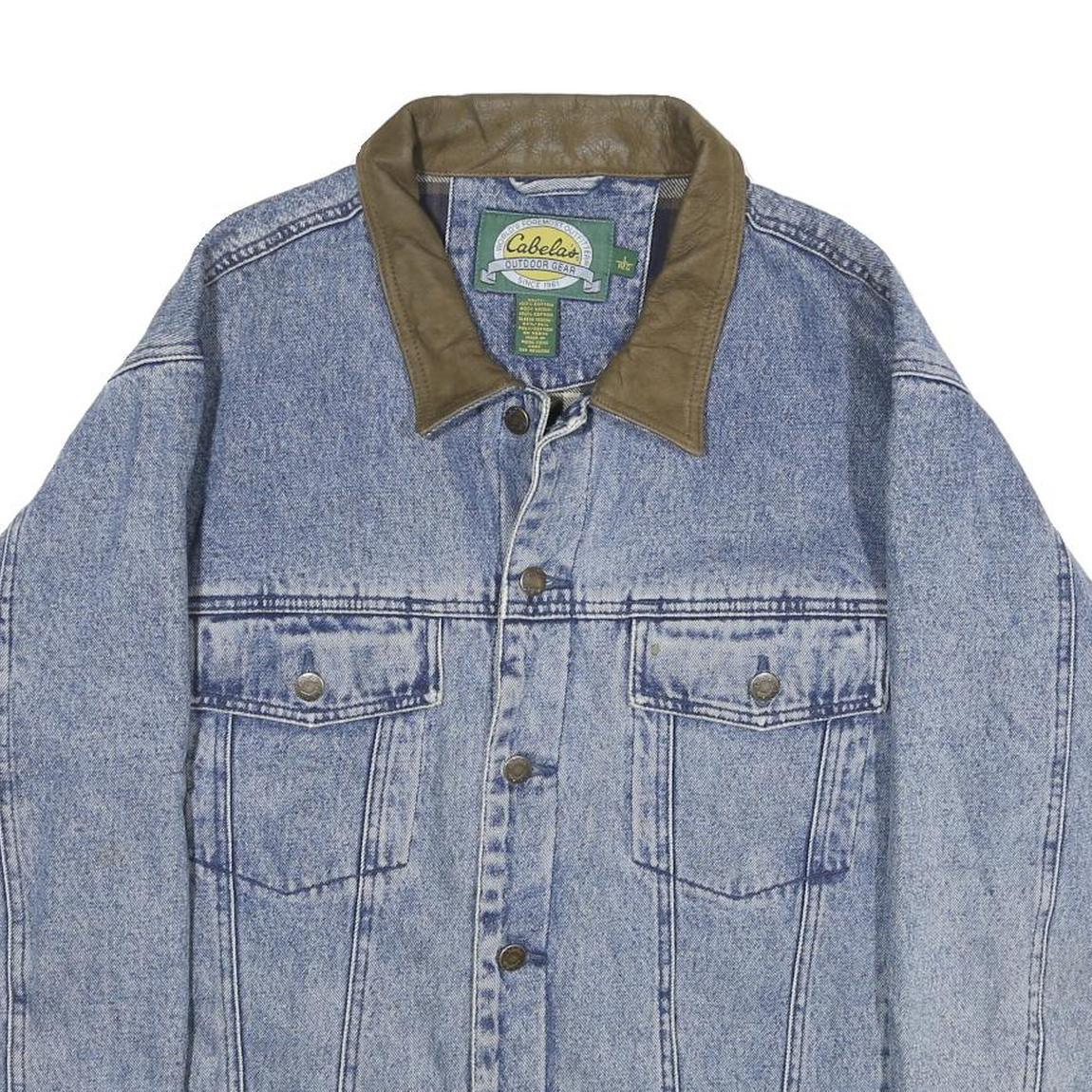 CABELA'S Mens Blue Cotton Button Denim Jacket L Outdoor Casual Classic