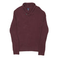 GAP Mens Maroon Patterned Jumper Shawl Collar Chunky Knit Crew Neck M Cotton
