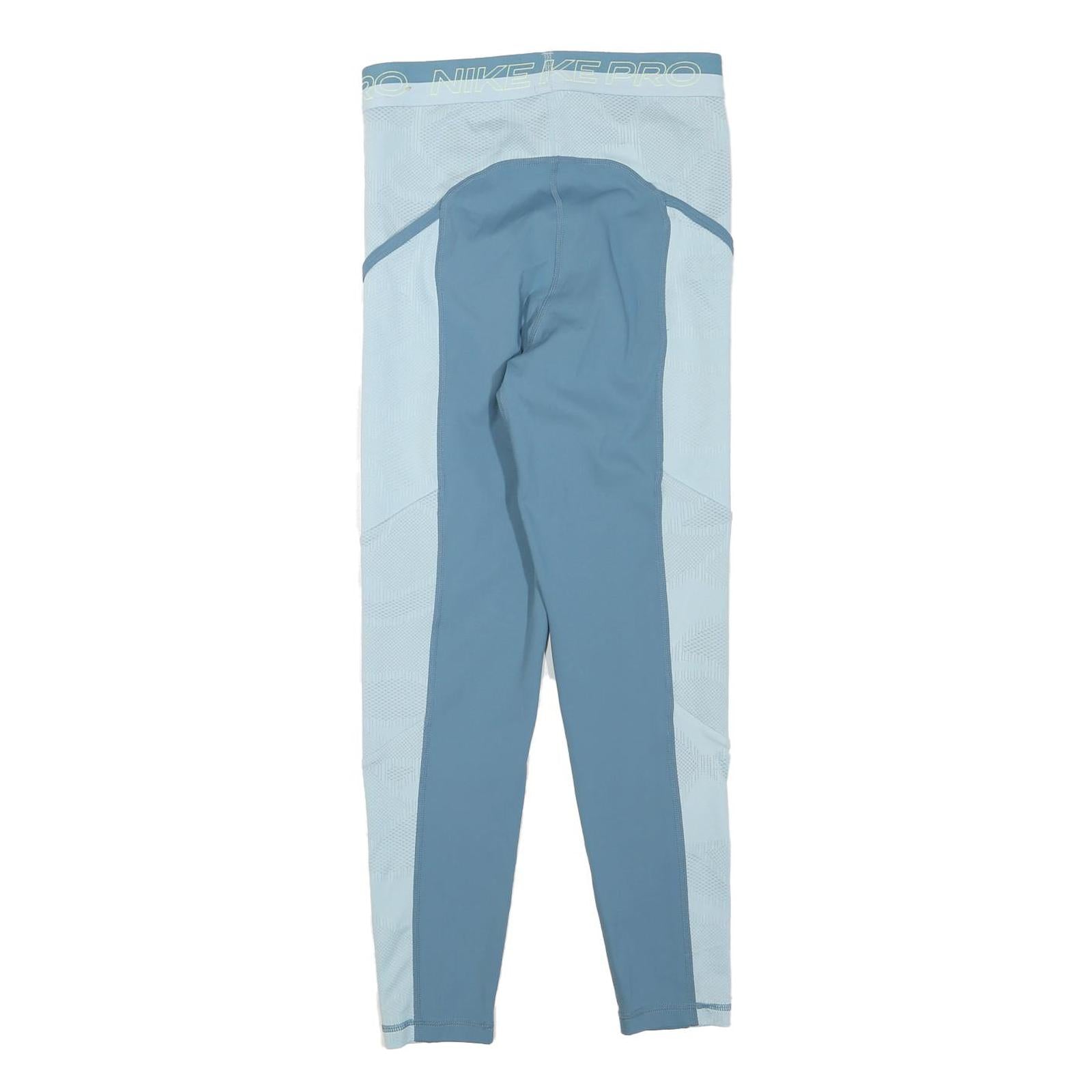 NIKE Mens Joggers Blue & Light Blue Slim Tapered S W26 L24 Compression Fitness