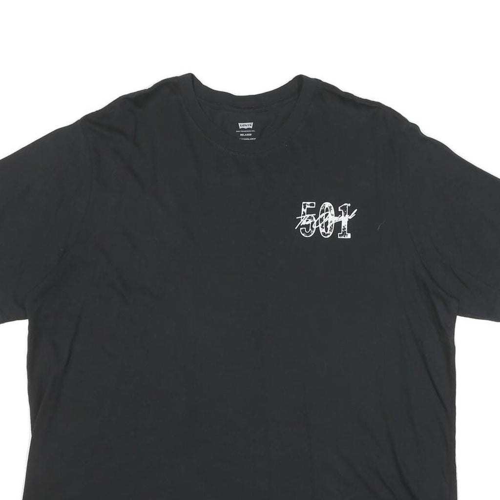 LEVI'S Mens Black Graphic T-Shirt XL Short Sleeve Crew Neck Classic Cotton Blend
