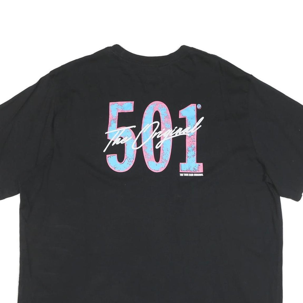 LEVI'S Mens Black Graphic T-Shirt XL Short Sleeve Crew Neck Classic Cotton Blend