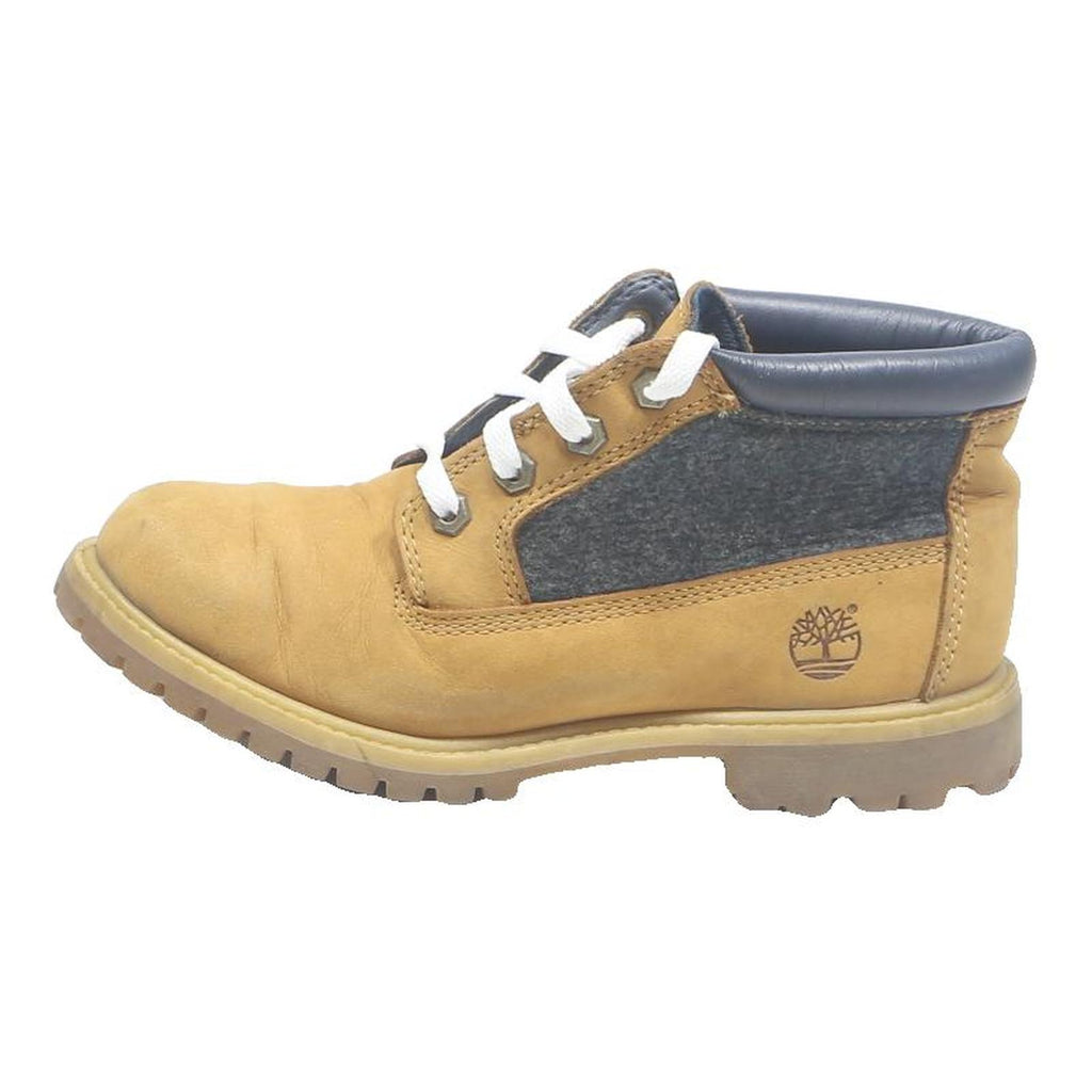 TIMBERLAND Womens Lace-Up Ankle Boots Beige & Grey Leather UK 5.5 Durable