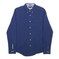 TOMMY HILFIGER Mens Blue & White Polka Dot Shirt L Cotton Blend Button Down