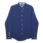 TOMMY HILFIGER Mens Blue & White Polka Dot Shirt L Cotton Blend Button Down