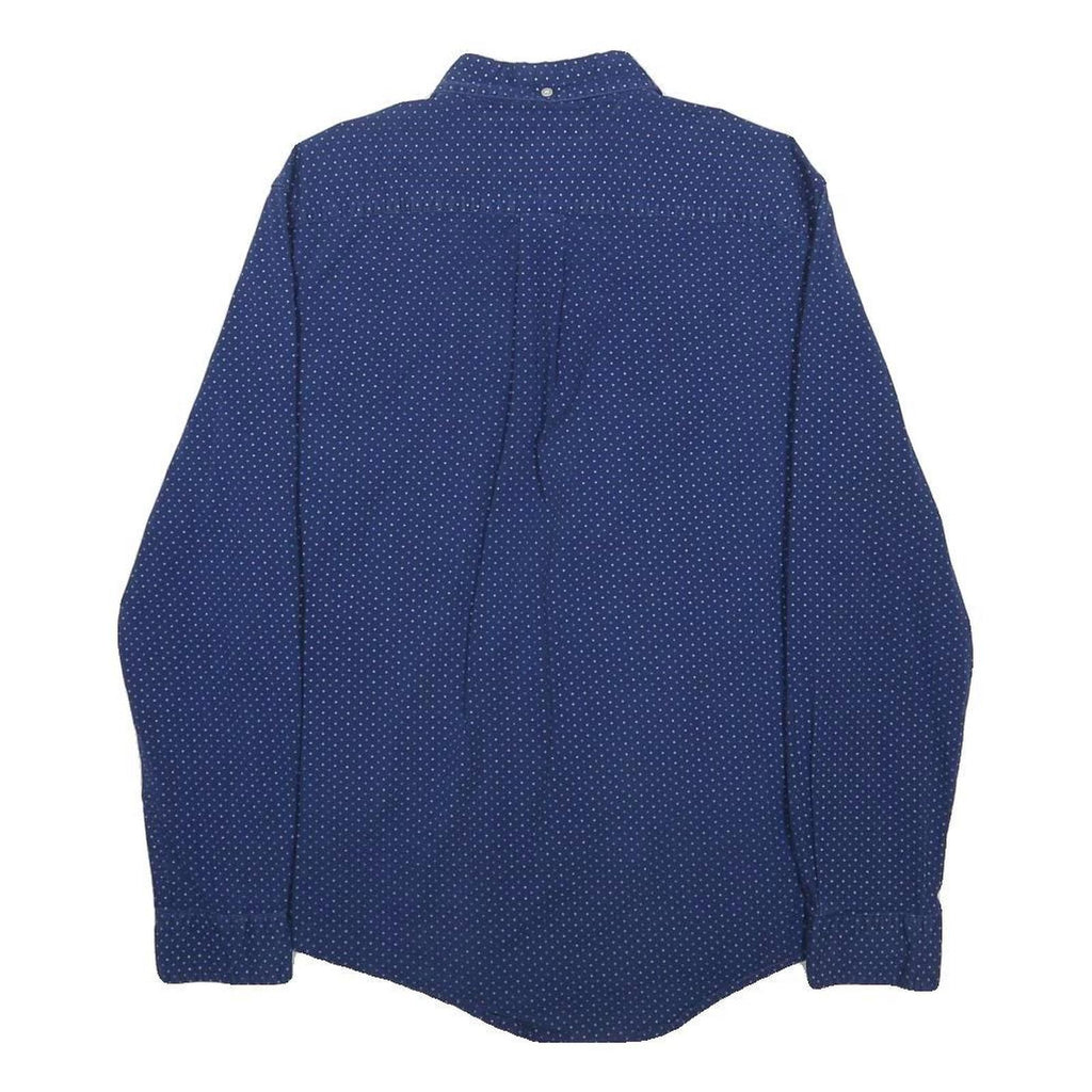 TOMMY HILFIGER Mens Blue & White Polka Dot Shirt L Cotton Blend Button Down