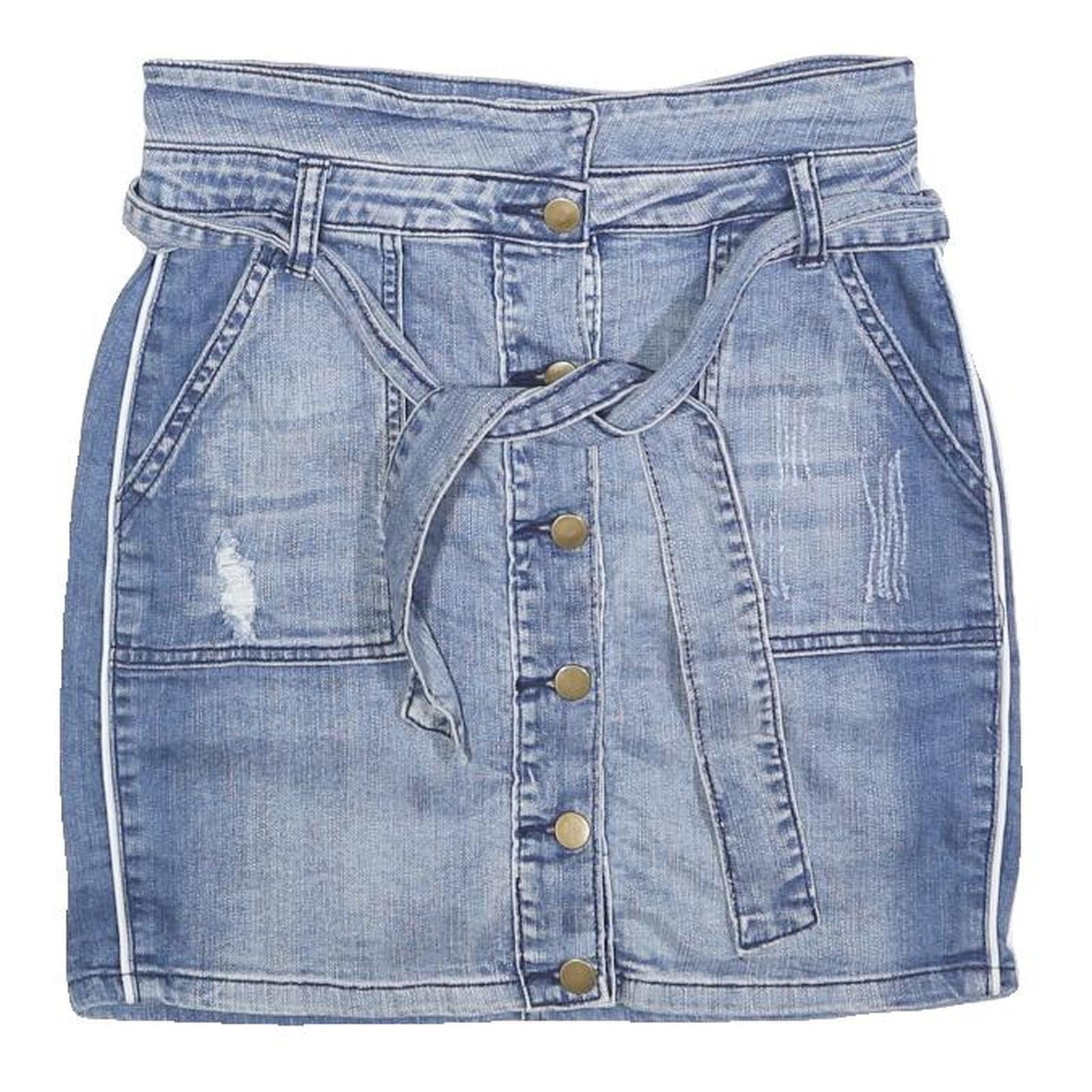 VINTAGE HAVANA Womens Blue Denim Mini Skirt Cotton Blend Distressed S
