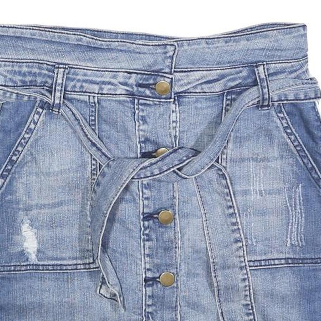 VINTAGE HAVANA Womens Blue Denim Mini Skirt Cotton Blend Distressed S