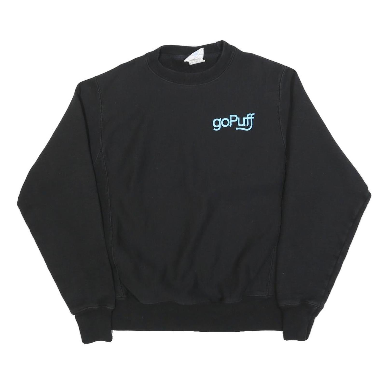 CHAMPION REVERSE WEAVE Mens Black GoPuff Logo Crew Neck S Sweatshirt Cotton