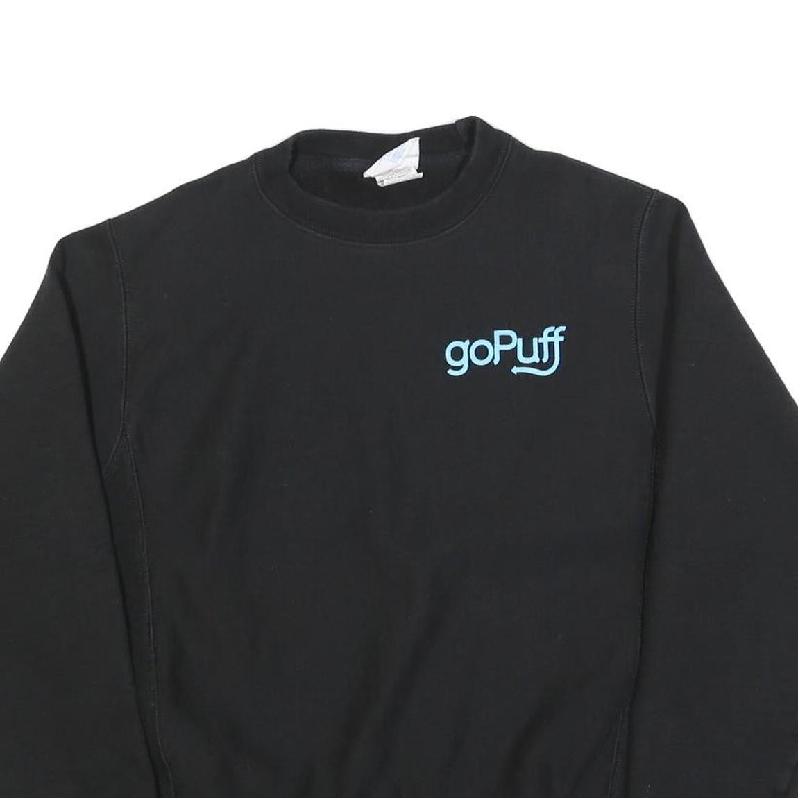 CHAMPION REVERSE WEAVE Mens Black GoPuff Logo Crew Neck S Sweatshirt Cotton