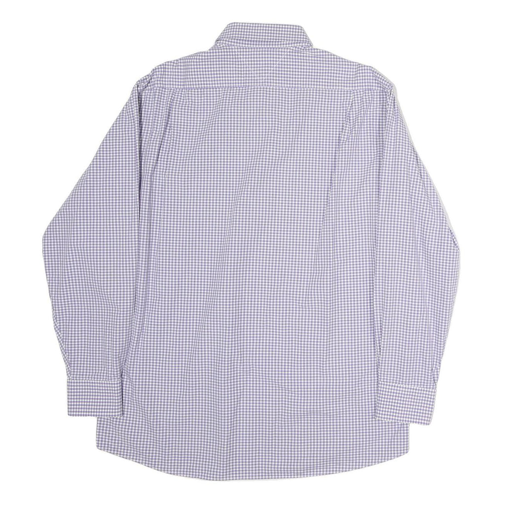 TOMMY HILFIGER Mens Blue & White Check Shirt M Regular Fit Button-Down Collar