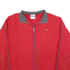 REEBOK Mens Red & Grey Track Jacket S Nylon Plain Zip Athletic Casual Sportswear