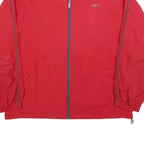 REEBOK Mens Red & Grey Track Jacket S Nylon Plain Zip Athletic Casual Sportswear