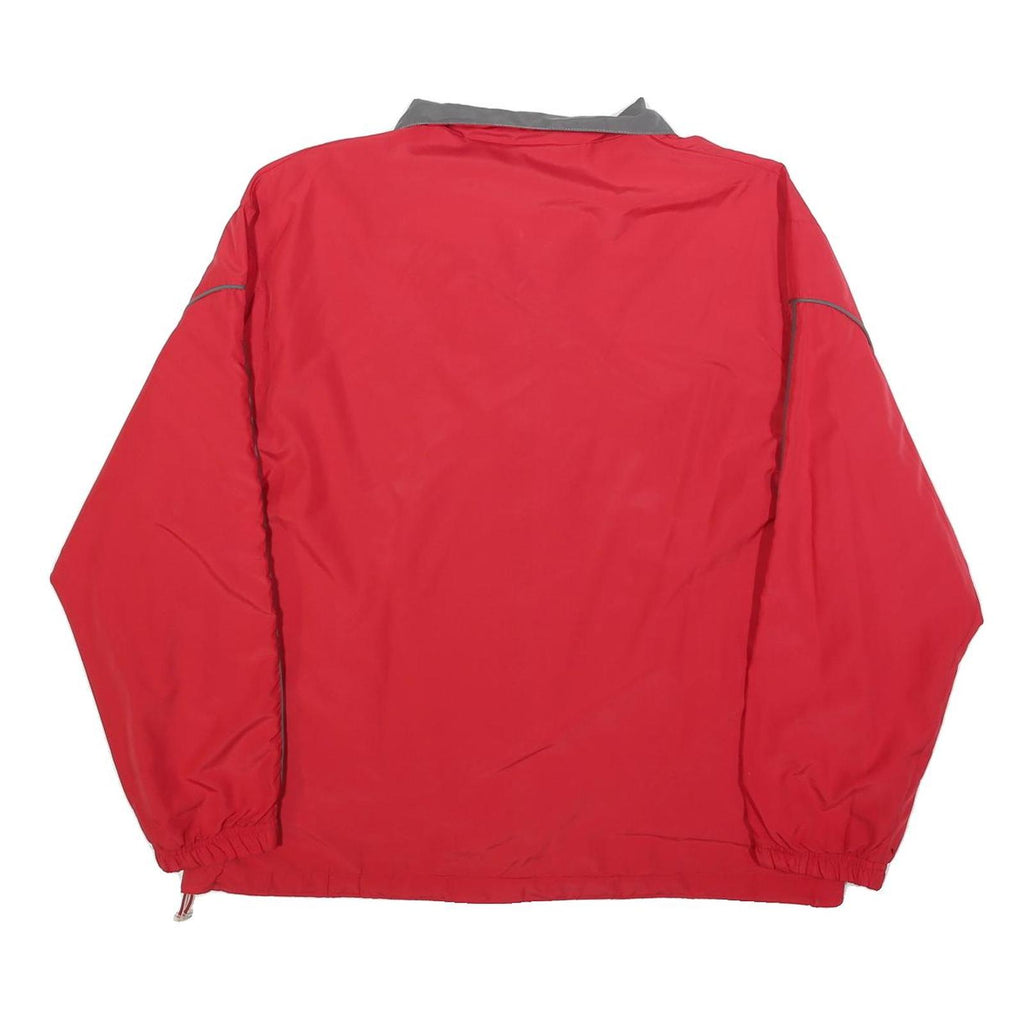 REEBOK Mens Red & Grey Track Jacket S Nylon Plain Zip Athletic Casual Sportswear