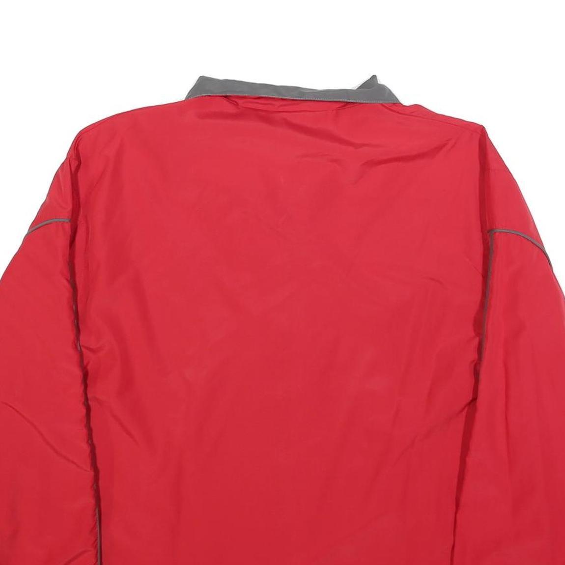 REEBOK Mens Red & Grey Track Jacket S Nylon Plain Zip Athletic Casual Sportswear