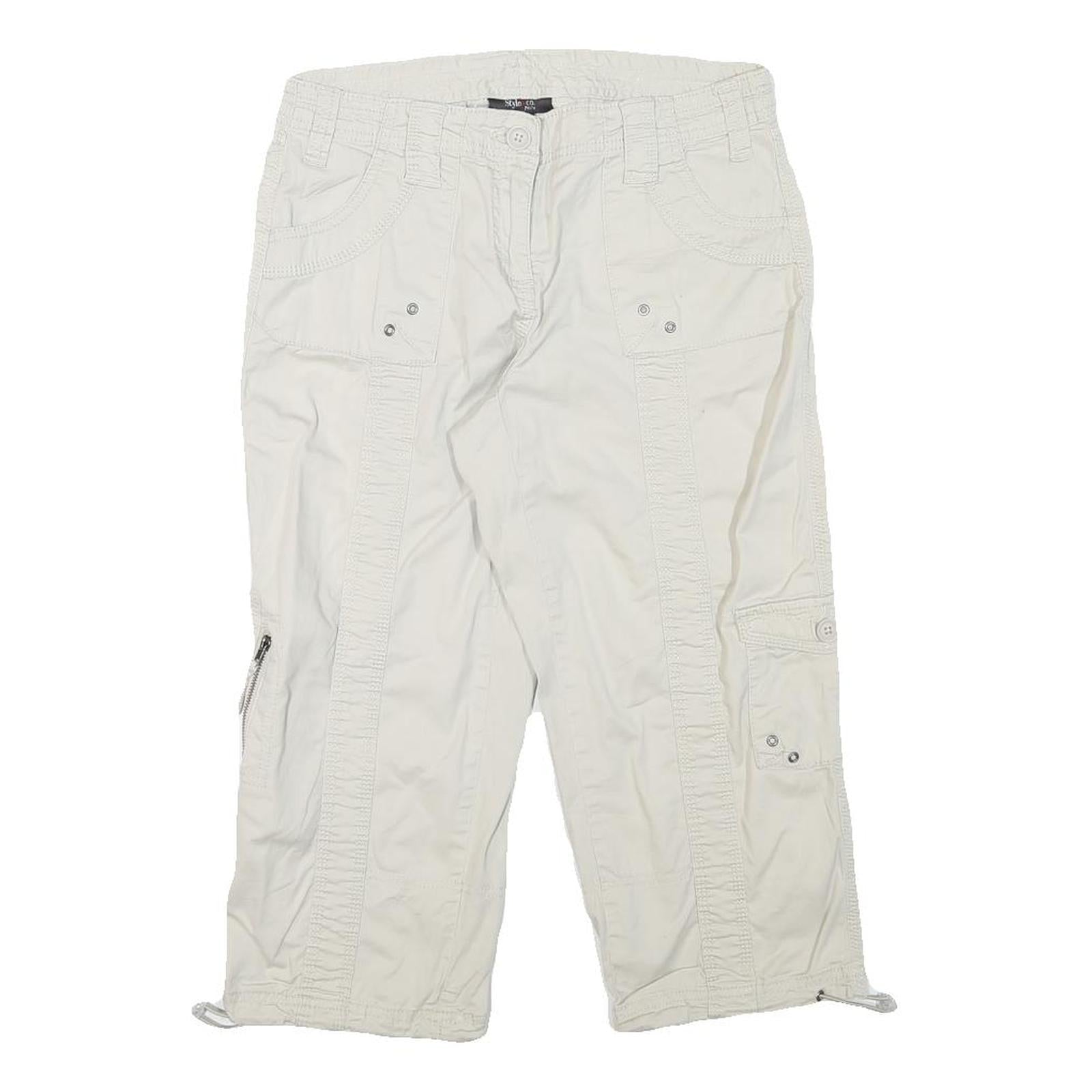 STYLE AND CO Womens White Casual Cargo Plain M W28 Cotton Blend Shorts