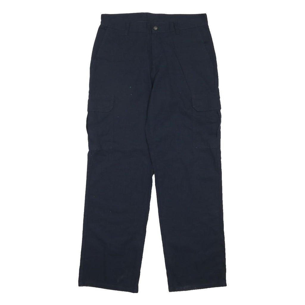 DICKIES Mens Cotton Blend Navy Relaxed Cargo Trousers W32 L32 Workwear Zip