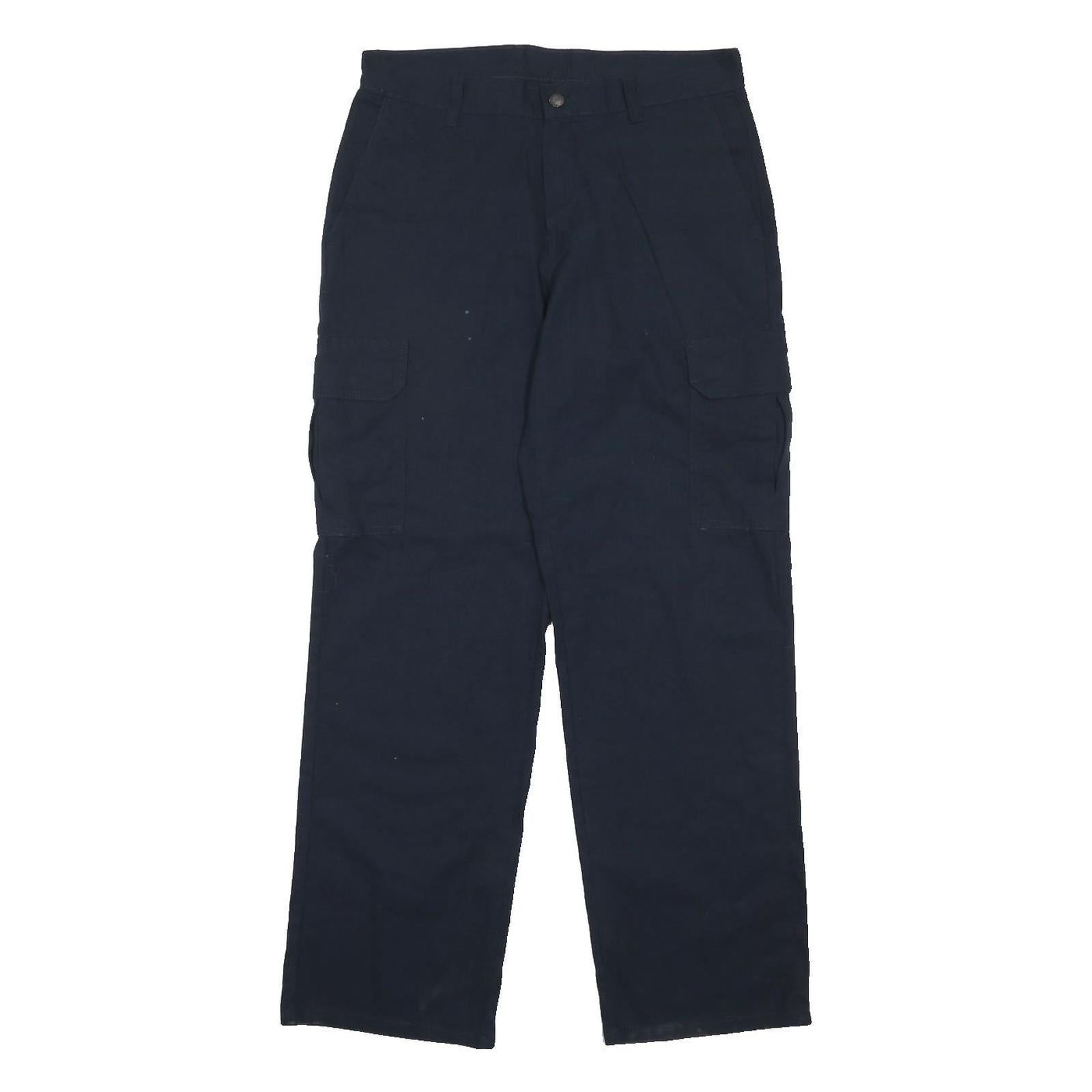 DICKIES Mens Cotton Blend Navy Relaxed Cargo Trousers W32 L32 Workwear Zip