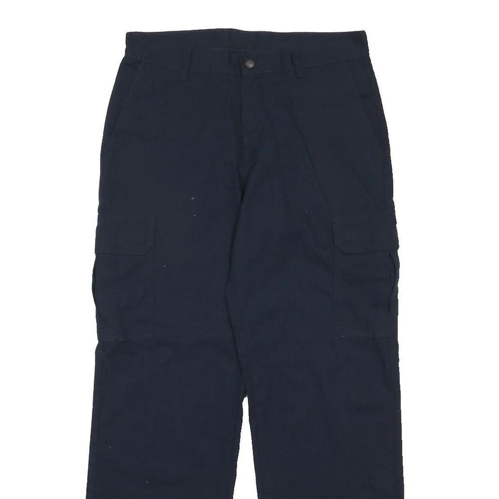DICKIES Mens Cotton Blend Navy Relaxed Cargo Trousers W32 L32 Workwear Zip