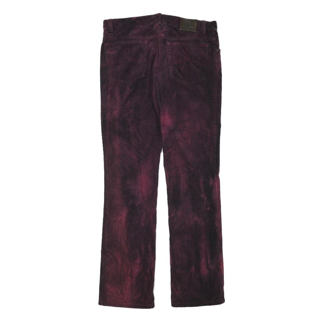 RALPH LAUREN Womens Cotton Blend Burgundy Regular Straight Trousers W30 L31