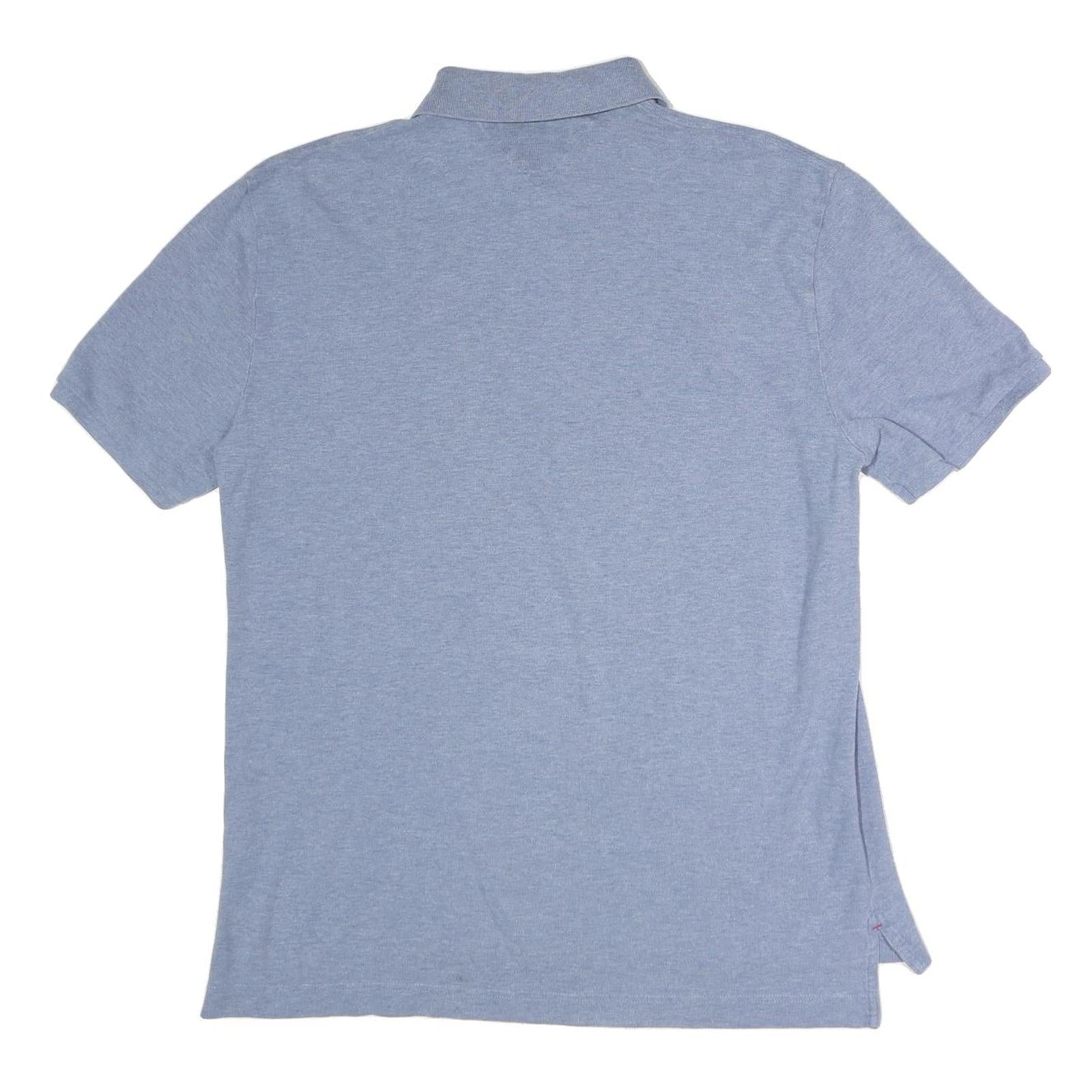 TOMMY HILFIGER Mens Blue Short Sleeve Plain Polo Shirt XL Cotton Classic Fit