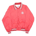 CLUB21 Mens Red Nylon Varsity Jacket M Button Plain Classic Fit Stylish