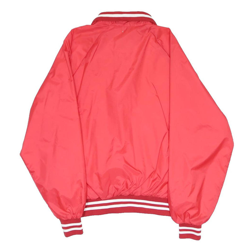 CLUB21 Mens Red Nylon Varsity Jacket M Button Plain Classic Fit Stylish