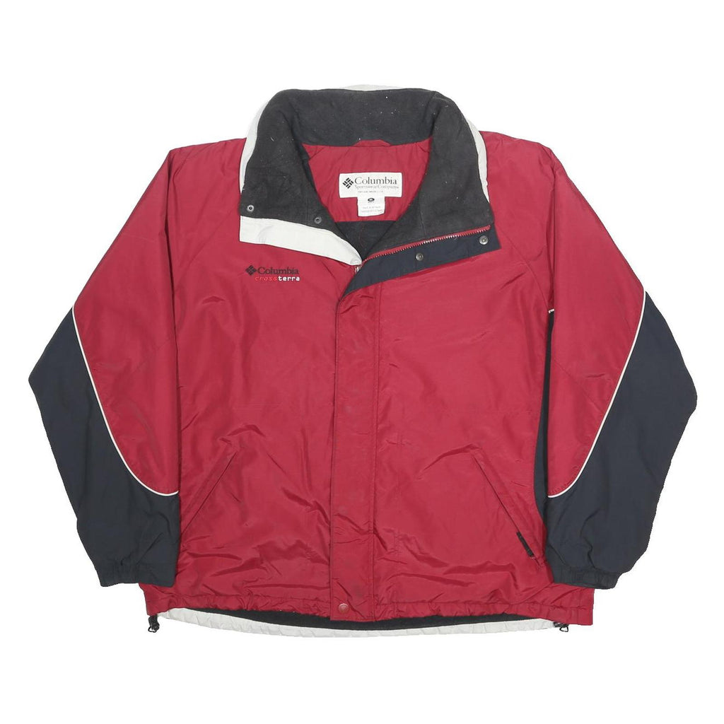 COLUMBIA Mens Red & Navy Cross Terra Outdoor Jacket XL Nylon Windbreaker