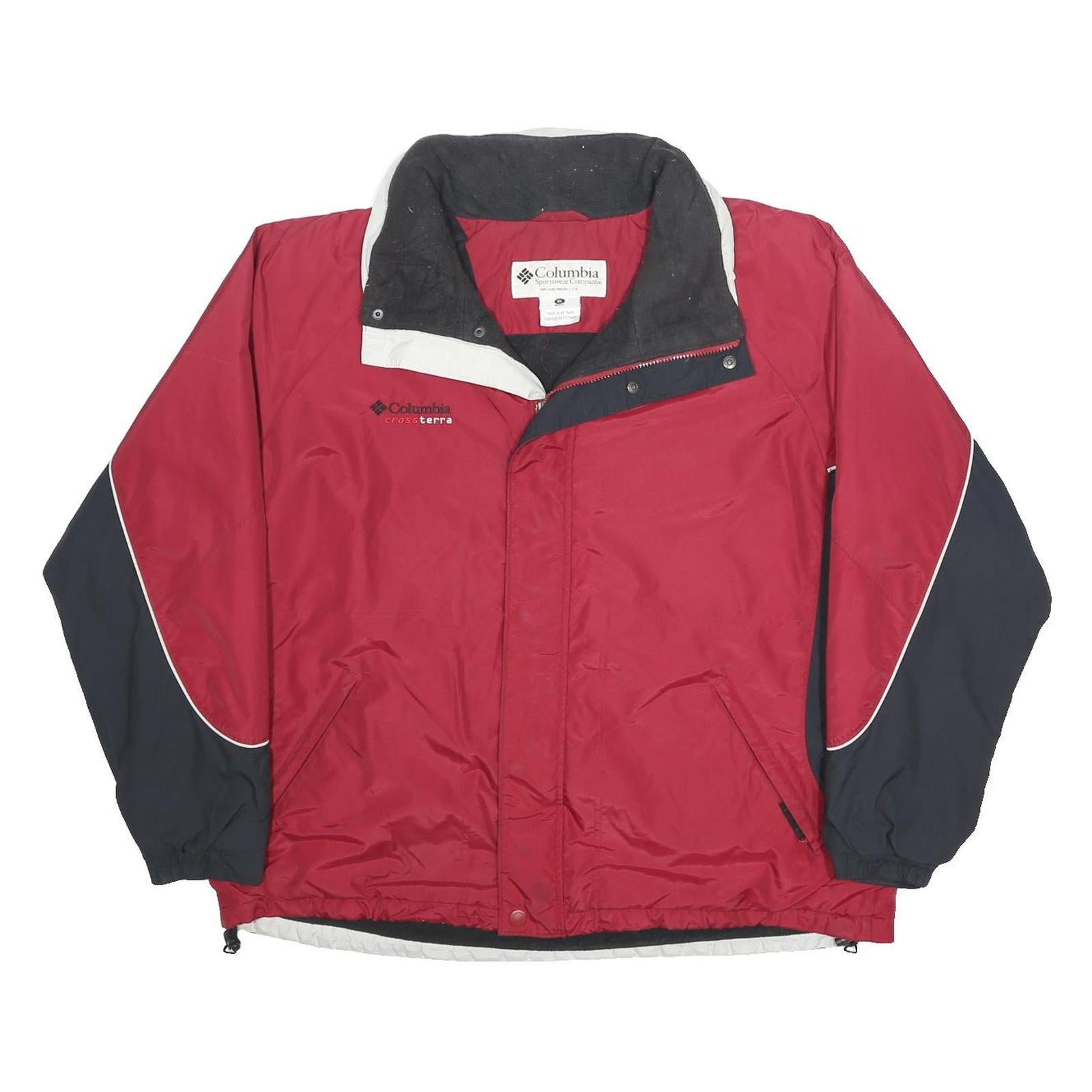 COLUMBIA Mens Red & Navy Cross Terra Outdoor Jacket XL Nylon Windbreaker