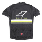 CASTELLI Mens Black & Yellow City Cycle T-Shirt L Short Sleeve Crew Neck Cycling