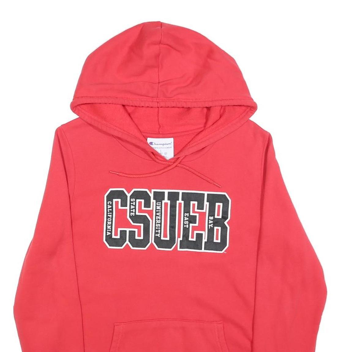 CHAMPION Womens Red CSUEB Pullover Hoodie L Cotton Blend Casual Sweatshirt
