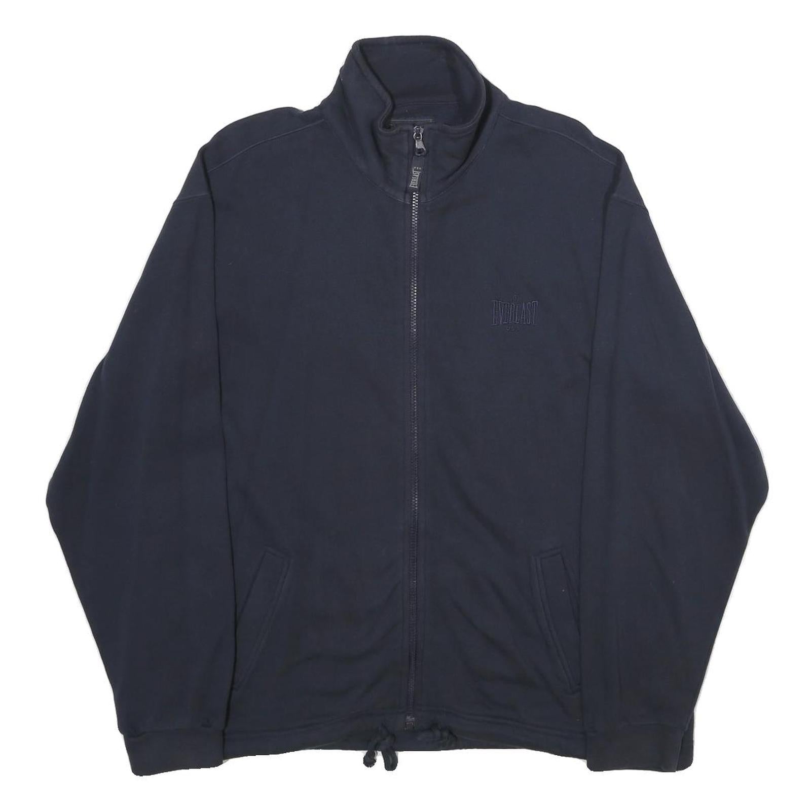 EVERLAST Mens Navy Blue Classic Zip Cotton Jacket S Plain Casual Lightweight