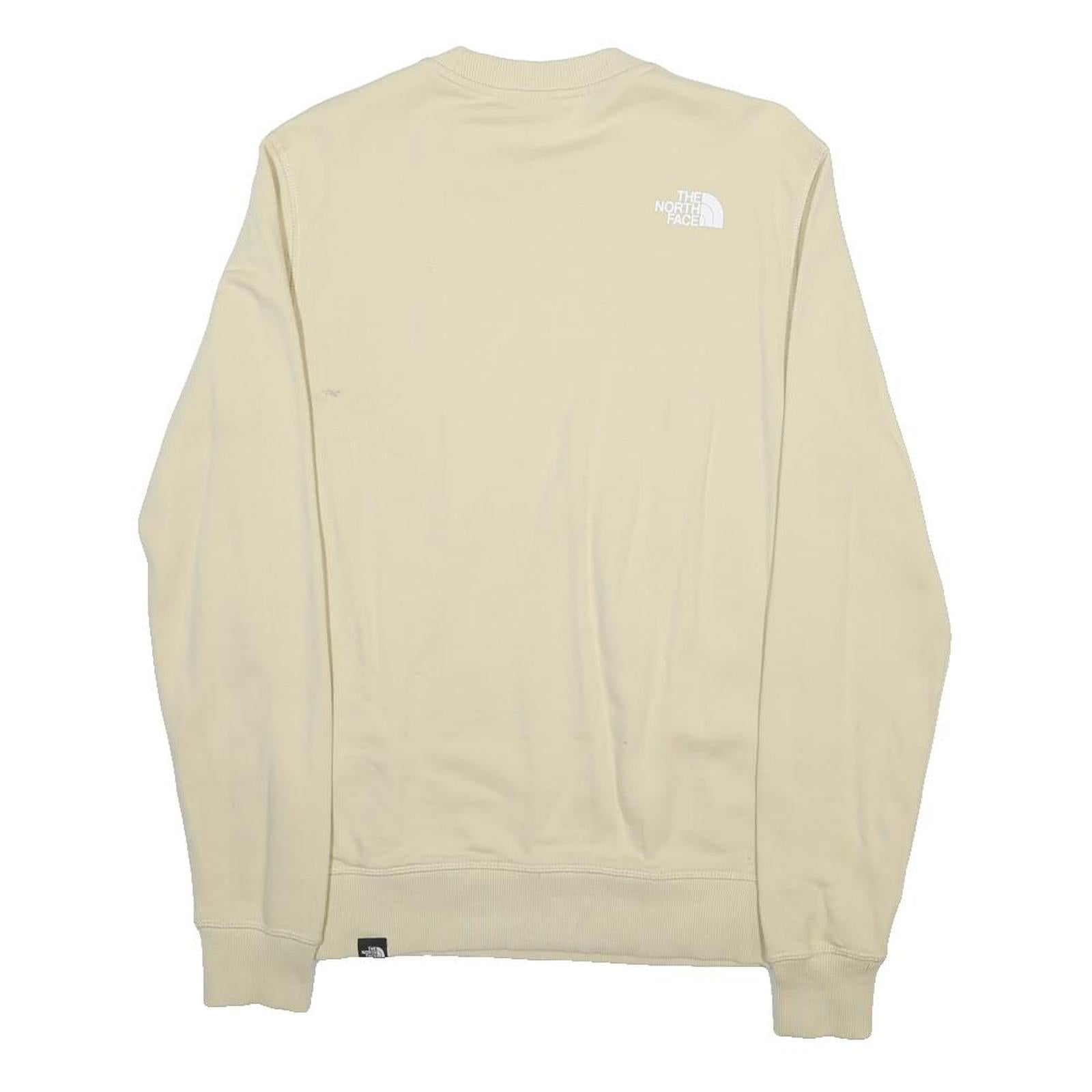 THE NORTH FACE Mens Cream Sweatshirt Crew Neck S Cotton Blend Lightweight