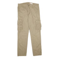 WRANGLER Mens Cotton Blend Beige Regular Cargo Trousers W34 L32 Utility Pocket