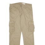 WRANGLER Mens Cotton Blend Beige Regular Cargo Trousers W34 L32 Utility Pocket