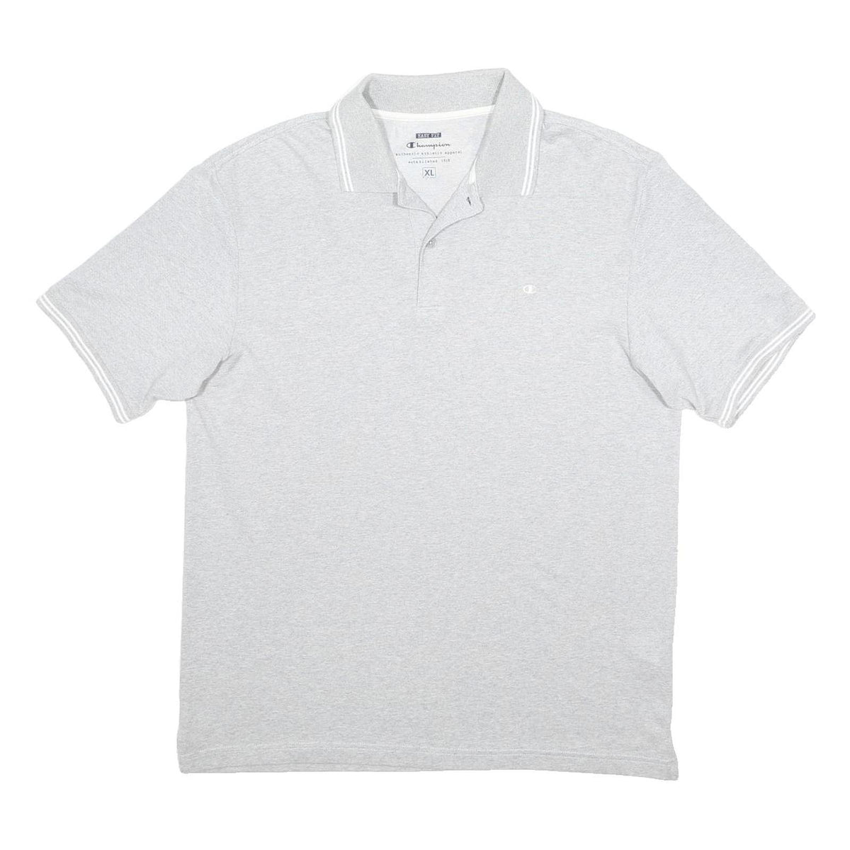 CHAMPION Mens Grey Short Sleeve Plain Polo Shirt XL Cotton Blend Casual